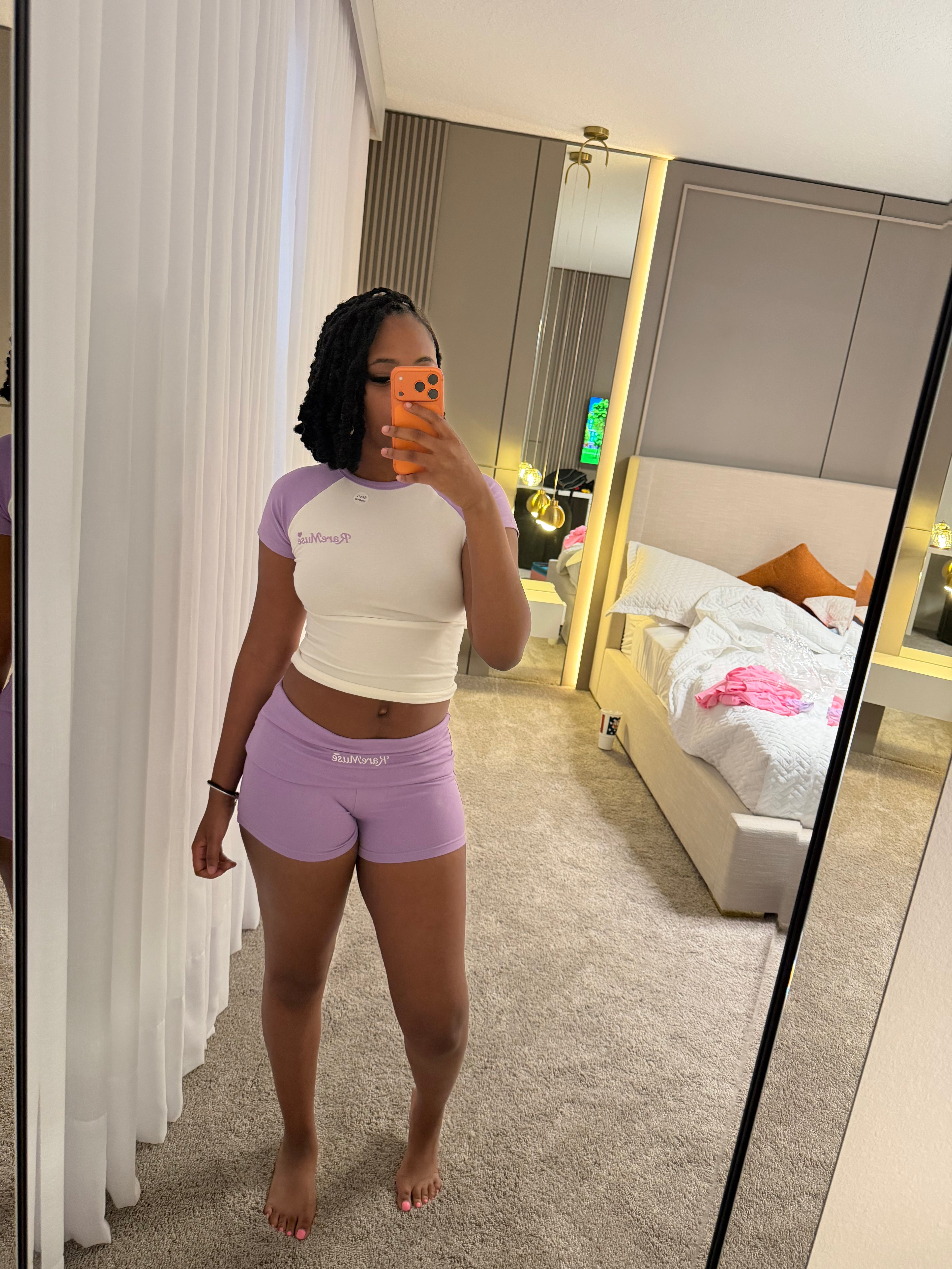 Purple 3 piece shorts set