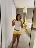 Yellow 3 piece shorts set