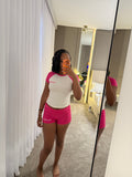 Pink 3 piece shorts set