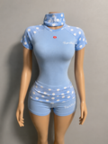 Blue 3 piece polka dot set