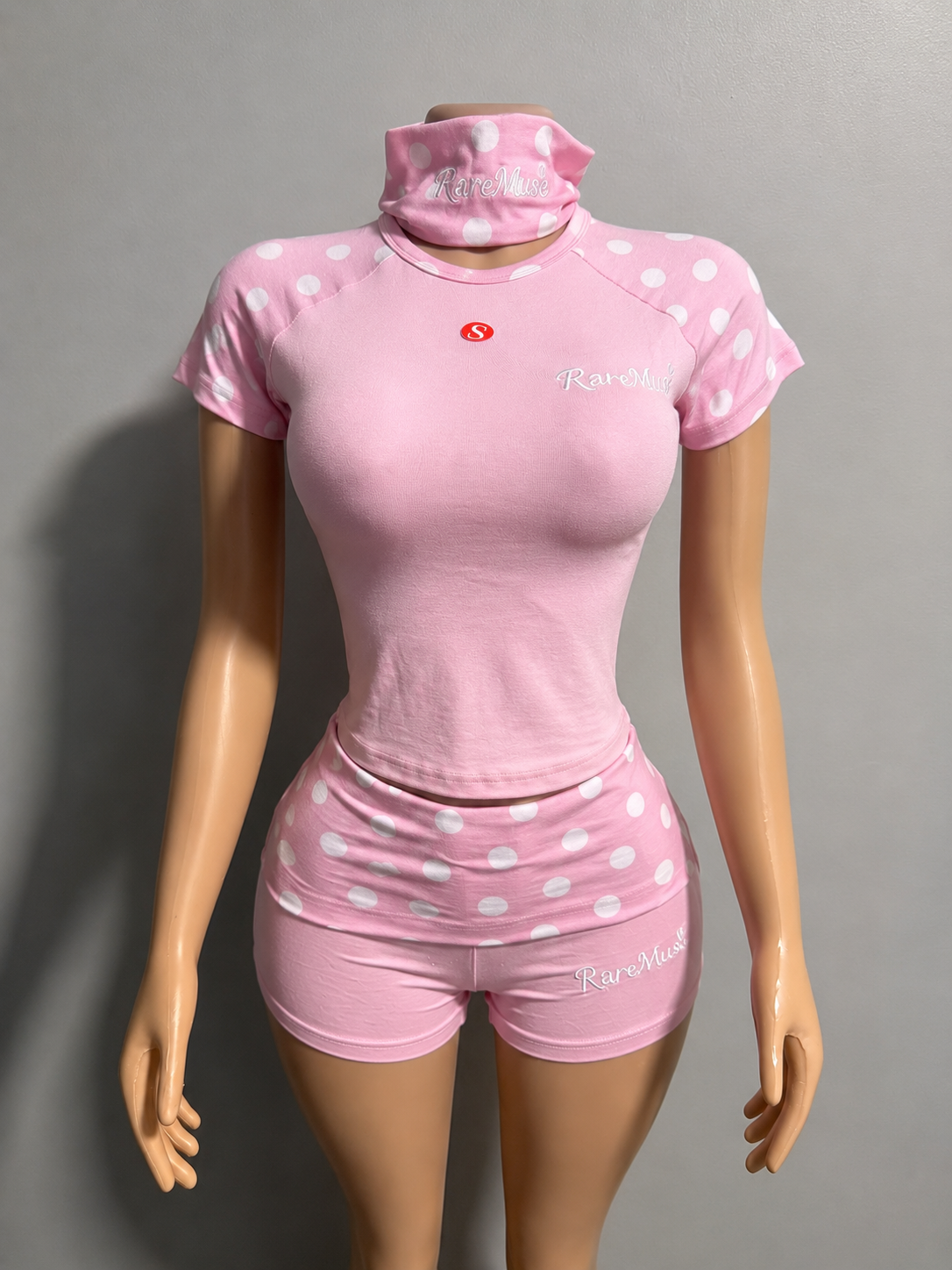 Pink 3 piece polka dot set