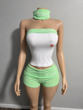Green 3 piece tube top set