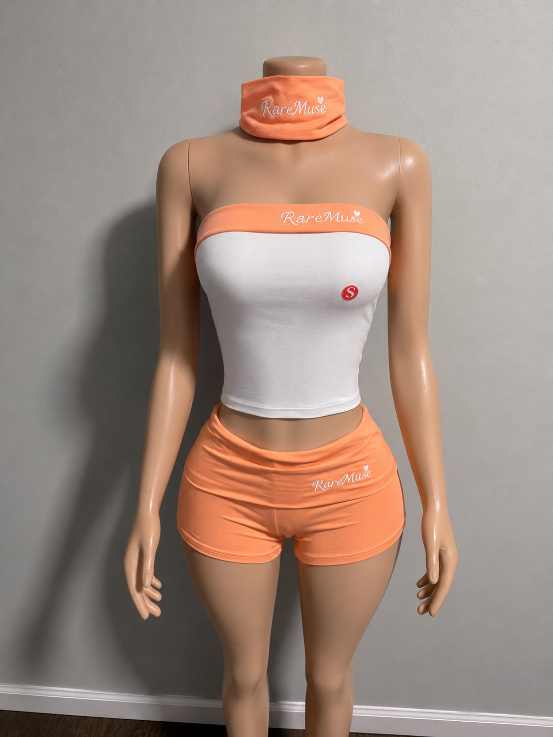 Peach orange 3 piece tube top set